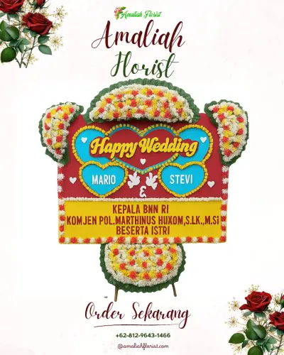 Karangan Papan Bunga Pernikahan di Ngagel